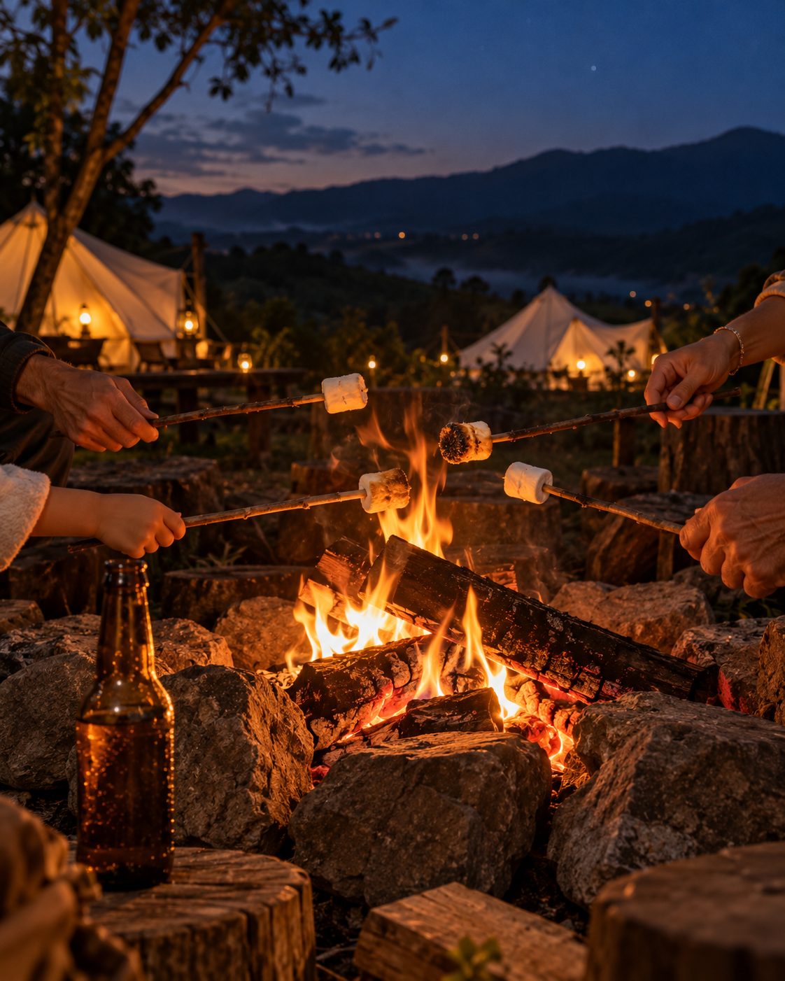 Evening · the fire